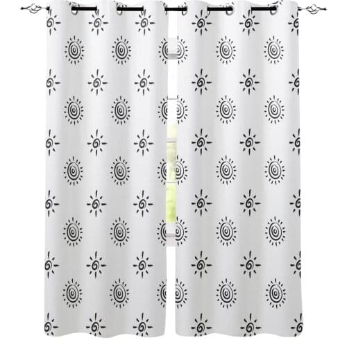 Sun Pattern White Window Curtains for Living Room Bedroom Kitchen Modern Curtains Home Decoration Drapes Blinds