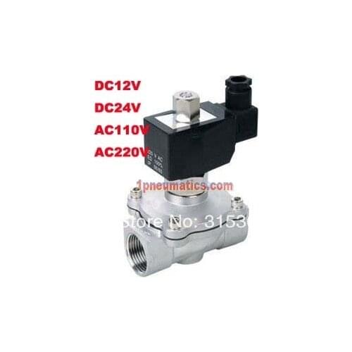 Free Shipping G3/4" Stainless steel Solenoid Valve VITON Normally Open for Acid Water Air Oil DC12V DC24V AC110V or AC220V VOLT