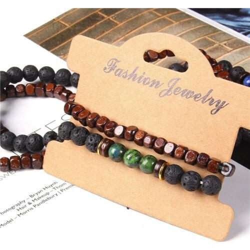 Fashion Luxury Natural Lava Stone Bead Bracelet Men Women Simple Handmade Elastic Stone Bead Bracelet For Men Women Jewelry Gift