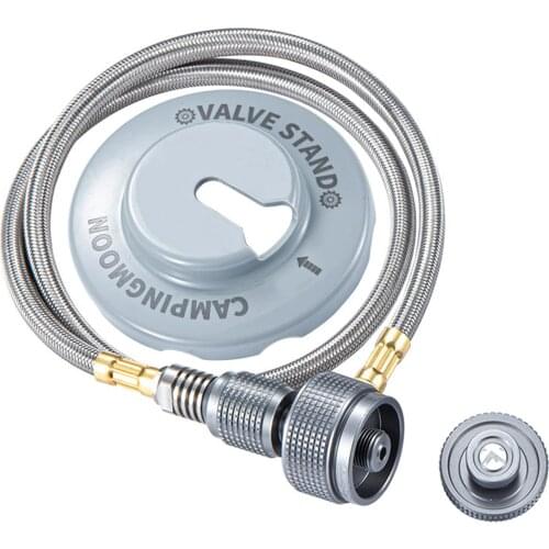 CAMPINGMOON 60cm Gas Stove Adapter Hose Gas Tank Extension Tube with Fastener Base Dust Cover for Outdoor Camping Cooking Picnic