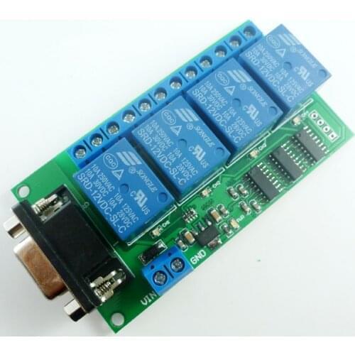 Ce039 4ch Dc 12v Rs232 Relay Board Pc Usb Uart Db9 Remote Control Switch For Led Motor Garage Door Car Alarm Smart Home
