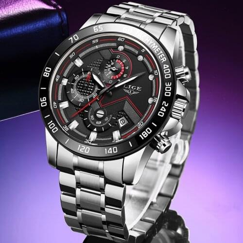 LIGE Top Brand Luxury Mens Fashion Watch Men Sport Waterproof Quartz Watches Men All Steel Army Military Watch Relogio Masculino