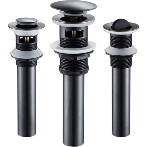 Black Antique Copper Bathroom Lavatory Vanity Vessel Sink Drains, Black Pop Up Drain Stopper, Flip-Top, Drains Pipe