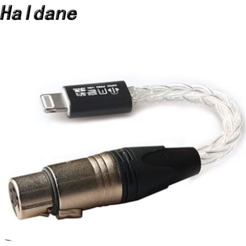 Haladne HiFi DAC Decoder Chip Adapter for Light-ning Dad Male to 4PIN XLR Balanced Female Connector Jack for Earphone Amplifier