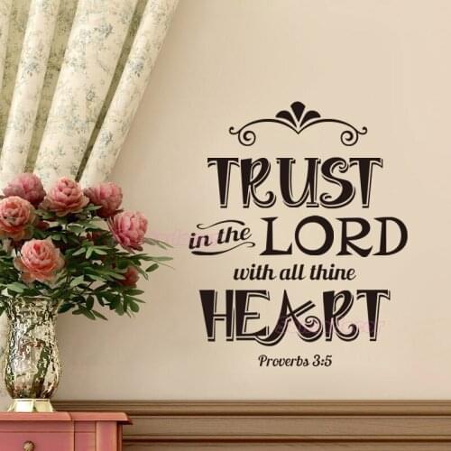 Christian Quote Trust In The Lord Vinyl Wall Sticker Wall Art Wallpaper Living Room Mural Decals Wall Decor House Decoration