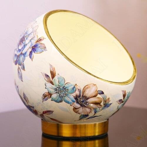 Golden Stroke Ceramics Storage Jar Peony Relief Cosmetic Container Desktop Bedroom Jewelry Organizer Home Decoration Ornaments