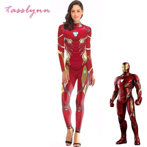 Hot Movie Iron Man Cosplay Costumes Women Endgame Cosplay Halloween Costumes for Women Quantum Battle Suit Superhero Bodysuit