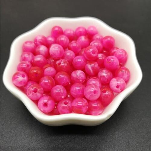 6 8 10 mm Rose Imitation Natural Stone Round Acrylic Beads Clouds Effect Beads For Jewelry Makeing Bracelet necklace DIY