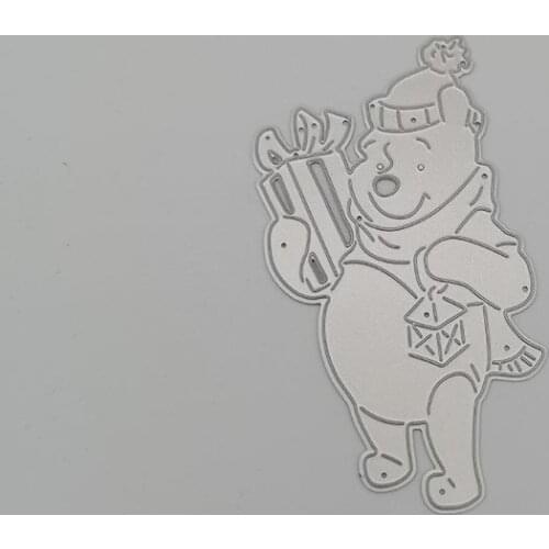 Bear holding a lantern holding a book Metal Cutting Die Scrapbooking Album Paper DIY Card Craft Embossing Die Cuts