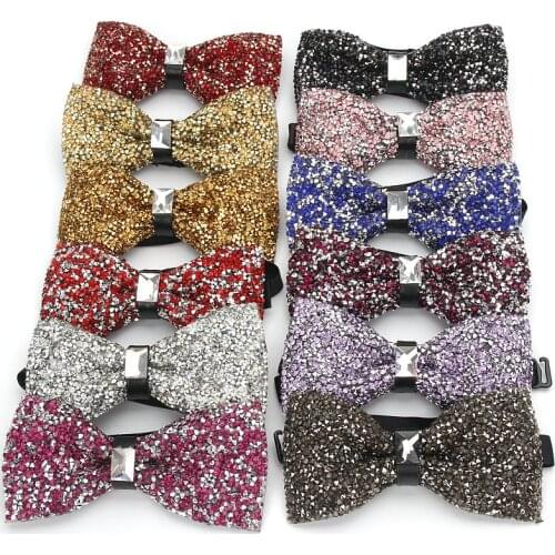 Mens Luxury Diamond Crystal Gem Bowties Fashion Wedding Party Accessories gravatas Neckwear Banquet Male Wedding Bow Ties