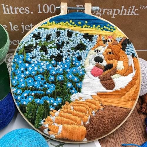 Cartoon Dogs Pattern Embroidery Kit Handcraft Cross Stitch Set DIY Beginners Embroidery Materials Package Decor Sewing Supplies
