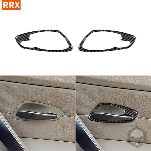 For BMW Z4 E85 2003-2008 Carbon Fiber Stickers Black Color Inner Door Handle Frame Trim Styling Interior Car Accessories