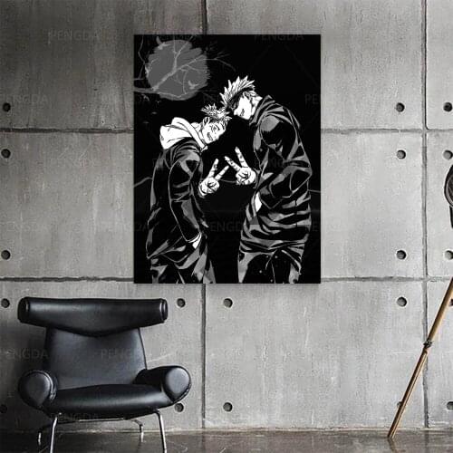Wall Art Canvas Black White Jujutsu Kaisen Anime Print Posters Painting Picture Home Decor Living Room Modern Artwork Modular