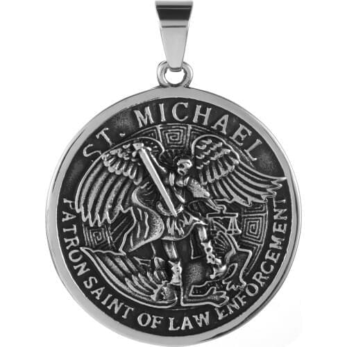 316L Stainless Steel ST. MICHAELS. Necklace Cool Men Boys Pendant