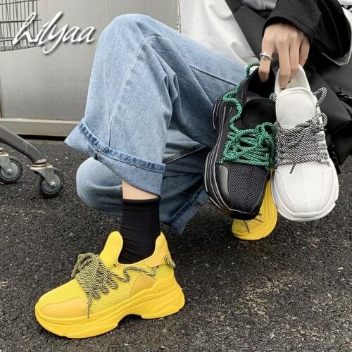 New Woman Fashion Platform Sneakers Leather Mesh Hot Lace-up Female Round Toe Ladies Outdoor Sport Shoes Spring Sneakers Women