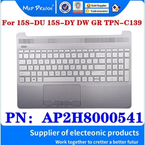 New AP2H8000541 For HP 15s-dy 15s-du 15-CS TPN-C139 Silver gray Palmrest Upper Cover Case With US W/N Backlight Silver Keyboard