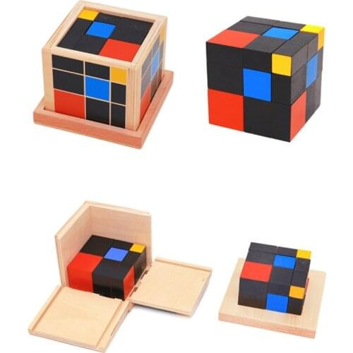 Early Learning Educational Toys Montessori Wooden Trinomial Cube for Toddlers