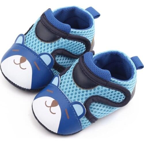 Newborn Baby shoes Boy Girl Mesh Splicing PU cute cat Cotton Sole Anti-slip First Walkers Infant Newborn Moccasins