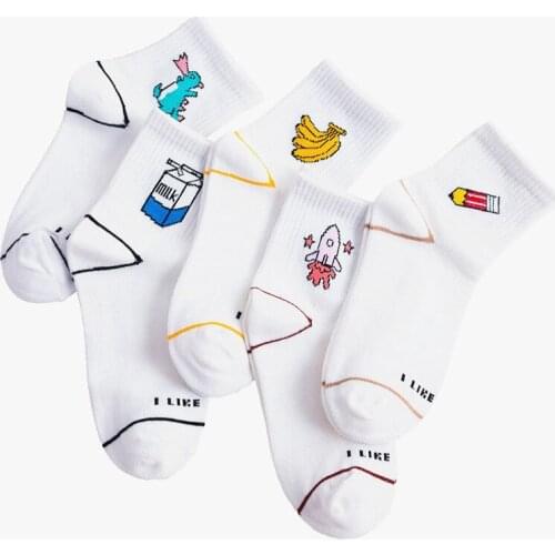 Autumn and Winter New Style Cotton Socks Milk Banana Pencil Cartoon Socks Women European and American Fashion Woman Socks