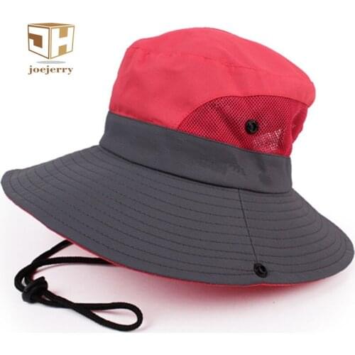 JOEJERRY Women Patchwork Hiking Bucket Fisherman Hat Design Summer Beach Hats Anti-UV Sun Protection Cap For Men Sunhat