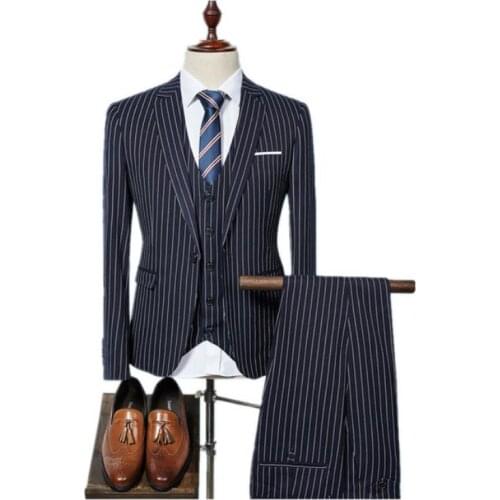 Jacket+Vest+Pants)2019 High Quality Men Suits Fashion Wool Mens Custom Slim Fit Business Wedding Suit Men Wedding 3 Pieces Suit