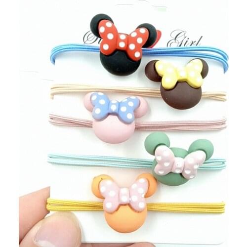 300pcs/lot Simple Multi Acrylic Bowknot Cartoon Animals Dots Rubber Bands Elasticity Hair Bands Styling Tools Accessories HA1479