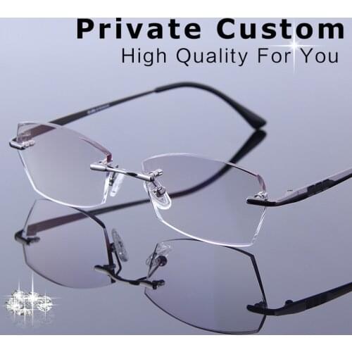 Luxury Reading Glasses Men Rimless Eyeglasses Myopia Prescription High Clear Lenses Gold Male Eyewear Fashion Spectacles hombres