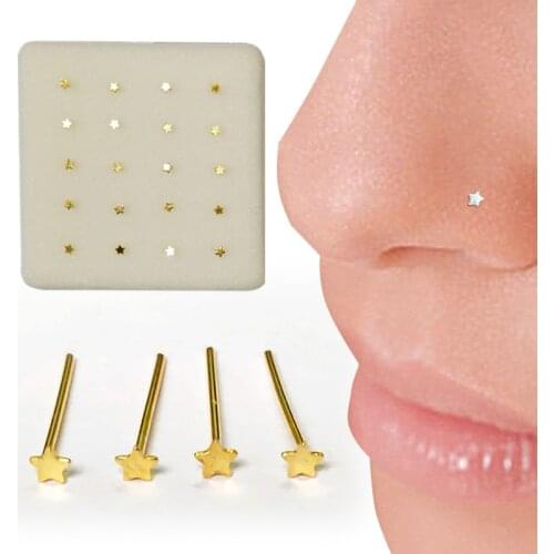 Nose Stud 925 Sterling silver star nose piercing body jewelry 20pcs/pack