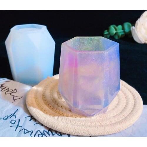 Silicone Cup Resin Silicone Mold Hexagon Pen Holder Shape Epoxy Mold For Resin Coaster Flower Pot DIY Pen Holder Candle Holder