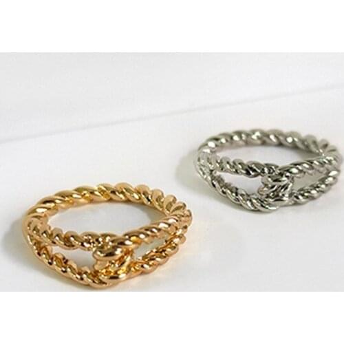 3 Sizes Gold Silver Color Double Row Twisted Rings Metal Rope Geometric Charm Rings for Women Minimalist Stackable Rings 2020