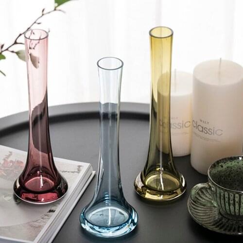 Flower Vases Simple Colorful Glass Vase Hydroponics Flower Terrarium Home Decor Oblique Vase Office Table Decoration deko glas