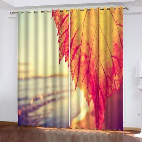 Blackout 3D Window Red maple leaf Curtains For Living Room Bedroom Drapes cortinas Rideaux Customized size Cushions cover