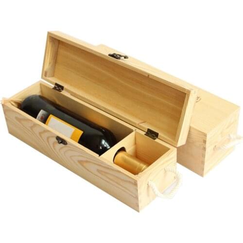 Wind Box Red Wine Wooden Box For Single Bottle Customized Gift Pine Box For Lafite Grape Whiskey Packing Boxes