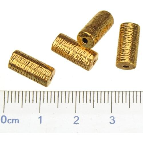 Gold beads diy charms bracelets necklaces tube vintage plated wooden design cylinder spacer jewelry findings 6*13mm 30pcs