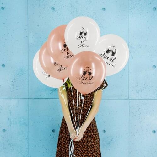 10pcs 12inch White Rose Gold Latex Ballons Mr Mrs Just Married Balloons Wedding Party Favors Balons Party Decoration Globos