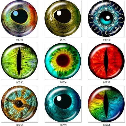 10pcs mixed animal eyes Pretty 12mm/18mm/20mm/25mm Round photo glass cabochon demo flat back Making findings B6746