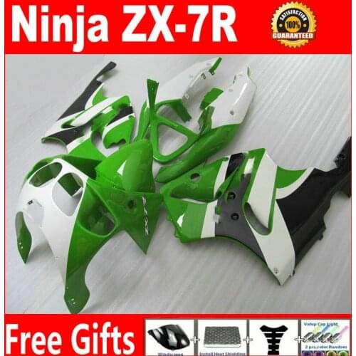 100% fit injection molding for 96-03 Kawasaki ZX-7R green white black fairings new hot 1996-2003 ninja ZX7R fairing kits TGH85