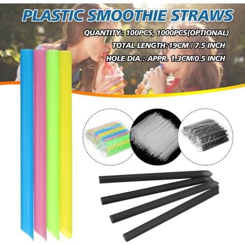 100pcs 7" Big Milkshake Straws Bubble Boba Milk Tea Plastic Thick Straws Smoothie Cold Drinking Drinkware Bar Accessories