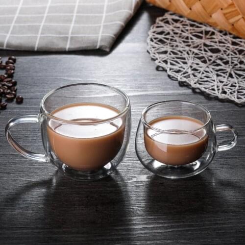 150ml/300ml Double Glass Boron Silicon Transparent Coffee Cup Creative Water Cup Resistant Coffee Cup with Handle