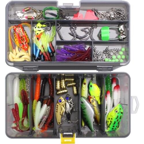 168pcs/set Multi Fishing Lure Mixed Colors Plastic Metal Bait Soft Lure Kit Fishing Tackle Wobbler Spoon Pesca Peche Artificias