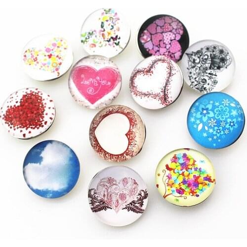 20pcs/lot Mix Love Heart Snap Buttons for 18mm Ginger Snap Bracelet&Bangles DIY Snap Jewelry Charms