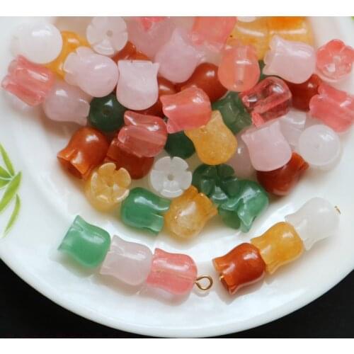 2020 New 9-10MM 100% Natural Stone Lily Bud DIY Earrings And Hair Accessories Material Jewelry Accessory