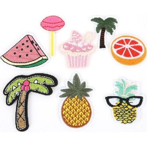 Fashion 8Pcs Patches For Clothes Iron On Applique Embroidered Patches DIY Labels Backpack Sticker Sew Patches Fruit Cartoon