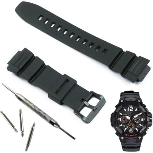 Accessories pin buckle for Casio MCW-100H 110H W-S220 HDD-S100 waterproof resin watch strap for men and women watch band