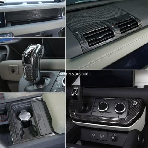 Real Carbon Fiber For Land Rover Defender 90 110 2020 2021 Car Center Console Decoration Panel Frame Trim Interior Accessories