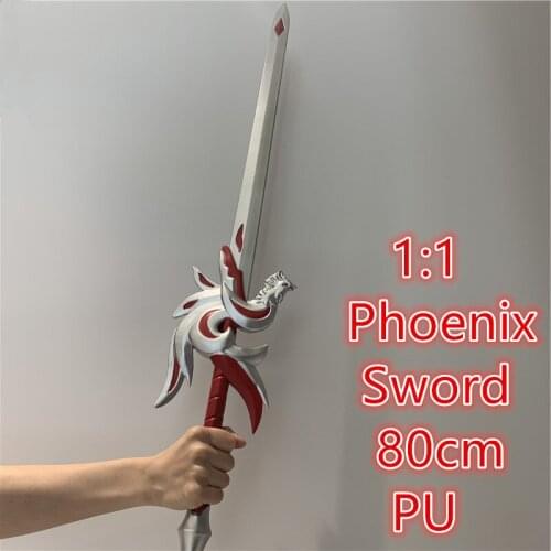 FigureCrazy 80cm Big Sword Chinese Style Red Silver Phoenix Sword 1:1 Cosplay Sword Martial Arts Sword PU Model Kids Toy