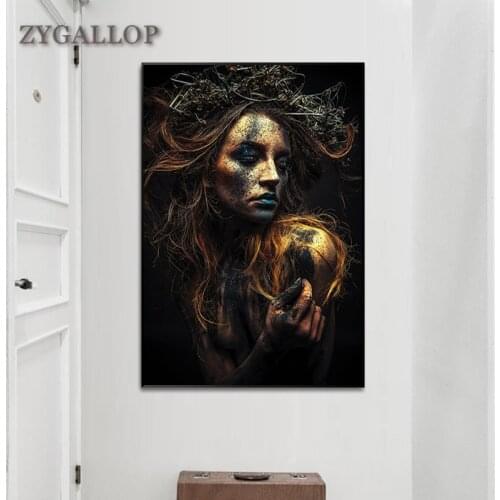 Black and Gold Women Canvas Painting African Woman Pictures Posters and Prints Light Luxury Wall Painting for Living Room Decor