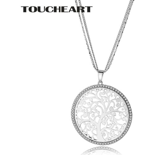 TOUCHEART Dainty Everyday Long Necklace Jewelry with Nature Spiritual Tree of Life Crystal Pendant Holder DIY Necklace SNE170034