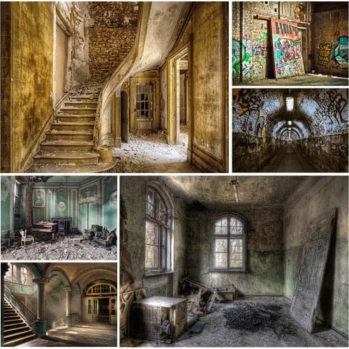 Dilapidated House Stairs Doors Brick Wall Photographic Backdrops For Studio Photo Backgrounds Cloth Photophone Photobooth