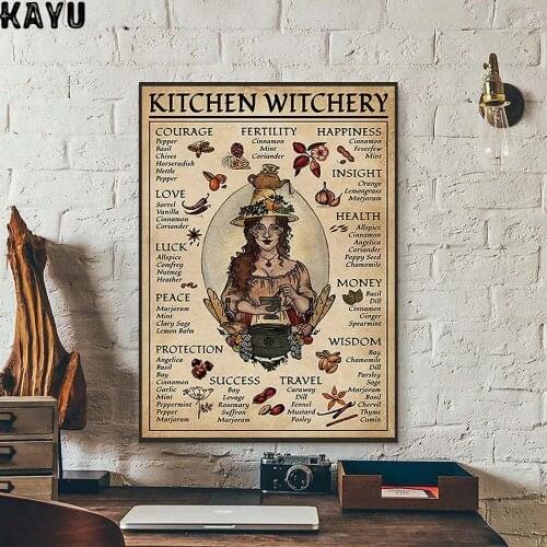 Kitchen Witchery Woman Posters and Prints Decoration Canvas Wall Pictures Witches Magic Knowledge Art Painting Gifts Home Decor